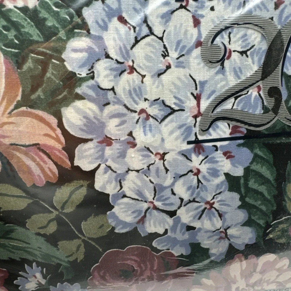 Fieldcrest Flat Sheet Twin Size Vintage 80s Floral Cottagecore Gazebo Pima Cotto